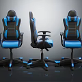 Ergonomic Black And Blue Gaming Chairs With Adjustable Backrest And Wheels