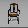 Classic Wooden Armchair With Carved Backrest And Orange Woven Seat Design