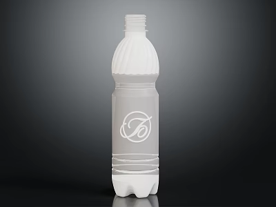 White Plastic Food Beverage Bottle With Elegant Logo Design And Sleek Shape 3d model