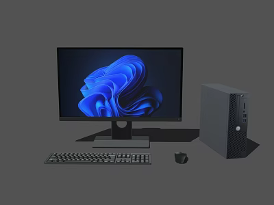 Complete Modern Desktop Computer Setup With Monitor Keyboard Mouse And Tower 3d model