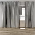Modern Curtains in Blue and Gray Tones with Window Background 3d model