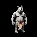 Muscular Rhino Themed Game Movie Character With Humanoid Body And Decorative Loincloth