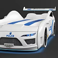 White Police Car With Blue Stripes PRO 7000 Black Wheels And Lights