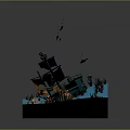 3D Underwater Scene Design With Wrecked Ship Fish Sea Plants And Lighting