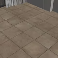 Beige Square Floor Tiles Laid On Indoor Room Floor With White Walls And Curtains