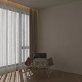 White Sheer Curtains And Beige Thick Drapes In Bright Room With Sunlight Wooden Floor Chair