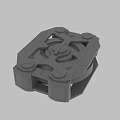 Gray 3D Mechanical Base Model With Geometric Design Central Knob Circular Protrusions And Square Supports