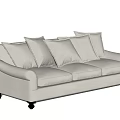 Comfortable Upholstered Three Seater Sofa With Soft Cushions And Wooden Legs