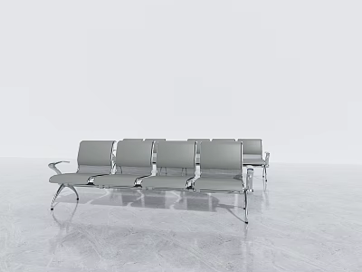 Minimalist Public Chairs With Silver Metal Frames Gray Seats Multiple Seats In Empty Space 3d model