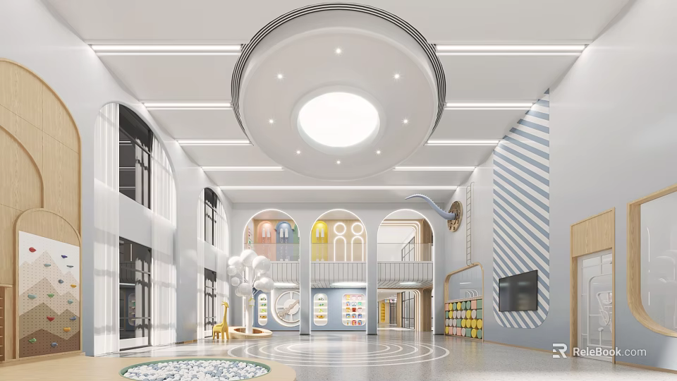 Modern Kindergarten Interior Design With Spacious Area And Arch Features 3d model
