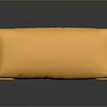 Modern Yellow Upholstered Ottoman With Wooden Frame On Reflective Surface