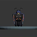 Modern Blue Motorcycle 3D Model With Orange Accents On Circular Display Stand