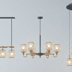 Post-modern chandelier stylish simple metal chandelier combination 3d model