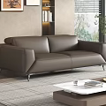 Modern Interior With Gray Leather Multi Seater Sofa Floor Lamp Wall Art And Large Window