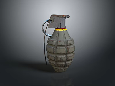 Vintage Military Grenade As Tactical Weapon With Textured Surface And Fuse Pull Ring 3d model