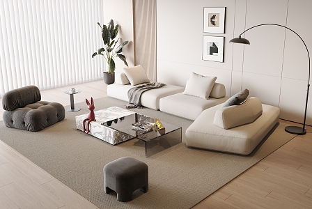 Sofa Coffee Table Combination Multi-person Sofa Coffee Table Fruit Plate Sofa Single Sofa Leisure Chair Sofa Single Sofa 3d model