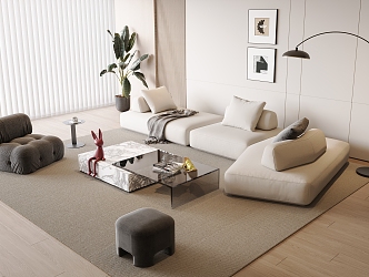 Sofa Coffee Table Combination Multi-person Sofa Coffee Table Fruit Plate Sofa Single Sofa Leisure Chair Sofa Single Sofa 3d model