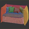 Modern Orange Fabric Multi seat Sofa with Gray Cushions and Cozy Design