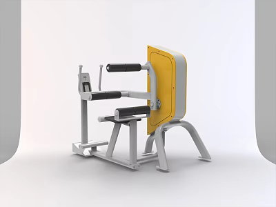 Fitness Strength Training Machine Yellow And Gray With Adjustable Seat And Arm Rests 3d model
