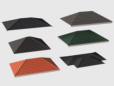 Various Roof Designs With Different Colors Shapes And Textures 3d model