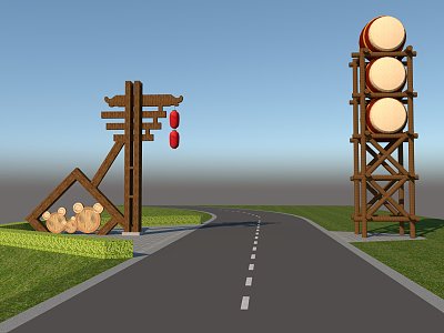 Scenic entrance sign model