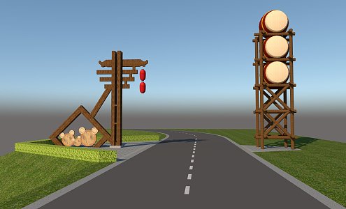 Scenic entrance sign 3d model