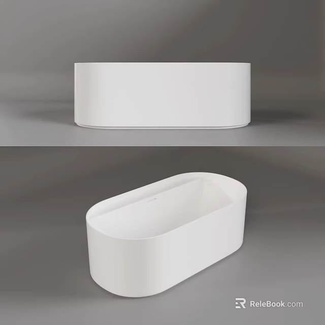 Modern White Freestanding Bathtub With Sleek Design And Clean Lines 3d model 