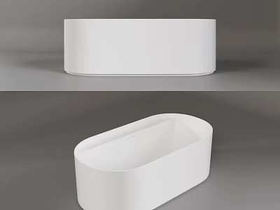 Modern White Freestanding Bathtub With Sleek Design And Clean Lines 3d model