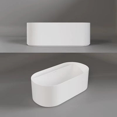 Modern White Freestanding Bathtub With Sleek Design And Clean Lines 3d model