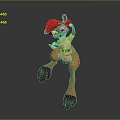 Orange Cartoon Character With Red Hat Green Eyes In Dynamic Jumping Pose