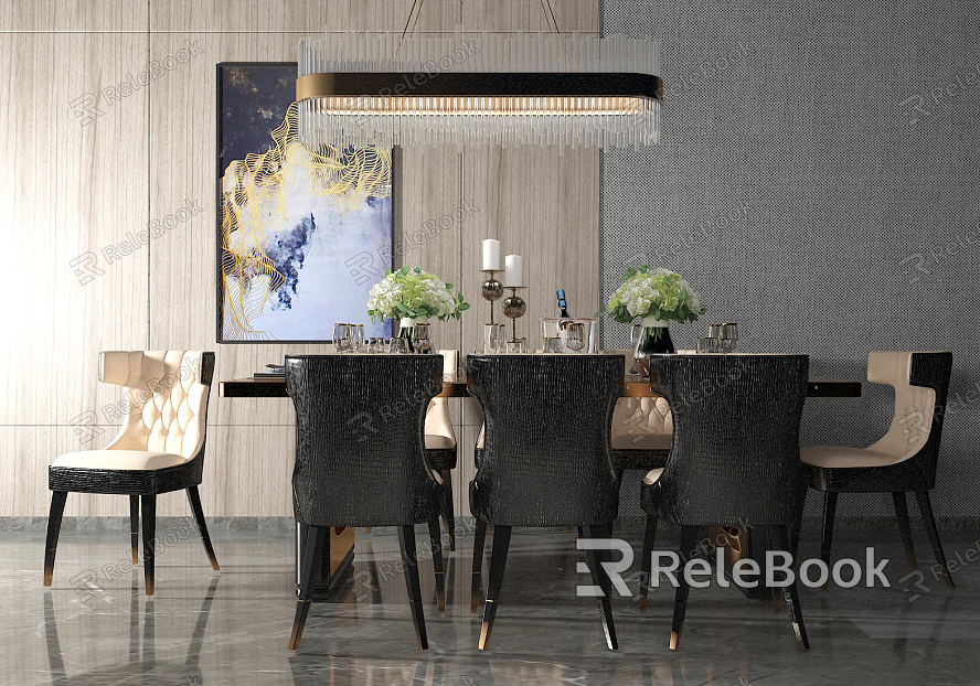 Post-modern Dining Table and Chair Combination Simple Dining Table and Chair Combination model