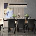 Post-modern Dining Table and Chair Combination Simple Dining Table and Chair Combination 3d model
