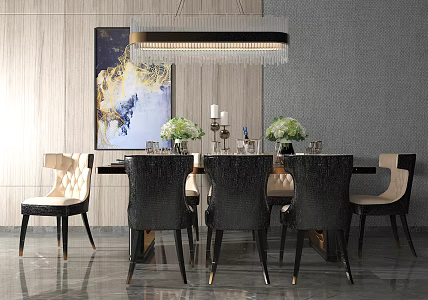 Post-modern Dining Table and Chair Combination Simple Dining Table and Chair Combination 3d model