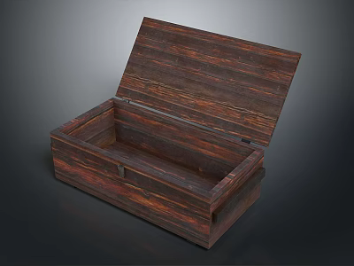 Wooden Storage Box As Practical Household Item With Open Lid And Natural Wood Grain Texture 3d model