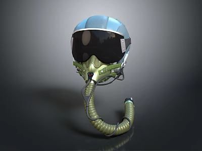 Professional Protective Helmet With Clear Visor Green Breathing Tube Ergonomic Design 3d model