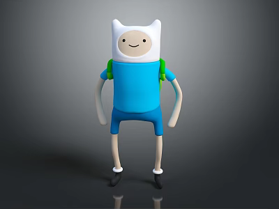 Cartoon Game And Movie Character With White Hat Blue Shirt Green Backpack And Smiling Face 3d model