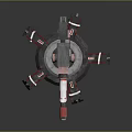 Mechanical Turret Weapon With Red And Silver Metal Barrel Base Design 3d model