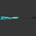 Teal Sniper Rifle With Modern Design Orange Scope Lens And Reflective Surface 3d model