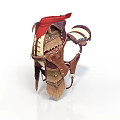 Ancient Leather Armor Featuring Red Bandana Fringe And Decorative Leather Straps