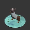 Cartoon Dog Character with Big Eyes Tongue Out Brown White Fur Standing on Blue Grass