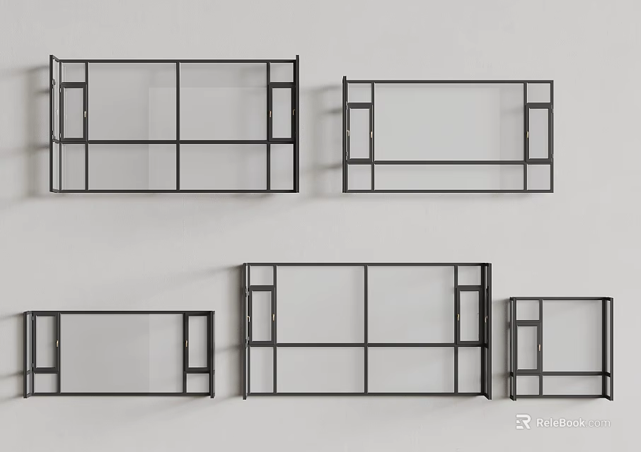 Modern Floor To Ceiling Windows With Sleek Black Frames And Glass Panels 3d model