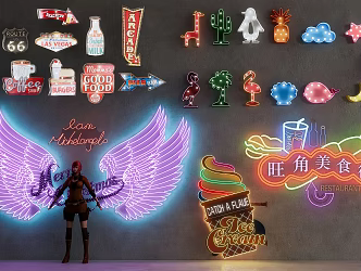 Modern decorative lights neon 3d model