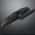 Futuristic Spacecraft With Gray Streamlined Body And Red Cockpit Light