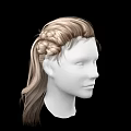 Game and Movie Character White Face Model With Brown Braided Hairstyle On Black Background