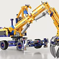 Electric Construction Toy Built From Building Blocks With Mechanical Arm And Wheels 3d model
