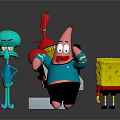 SpongeBob SquarePants Patrick Star Squidward And Mr Krabs 3D Interactive Group Scene