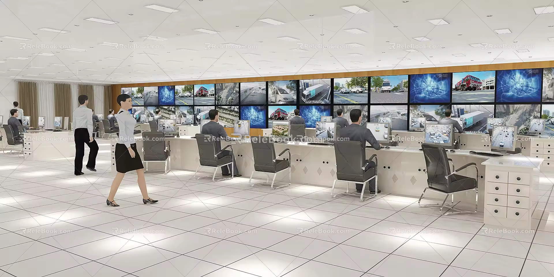 modern monitoring room 3d model
