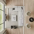 Modern Open Living Dining Area Design With Pendant Lights Sofa Fireplace and Wooden Floors