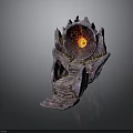 Realistic Volcanic Cave Scene With Glowing Red Lava And Stone Steps