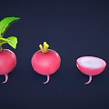 Fresh Red Radish Vegetable Display With Whole Halved And Sliced Pieces On Dark Background